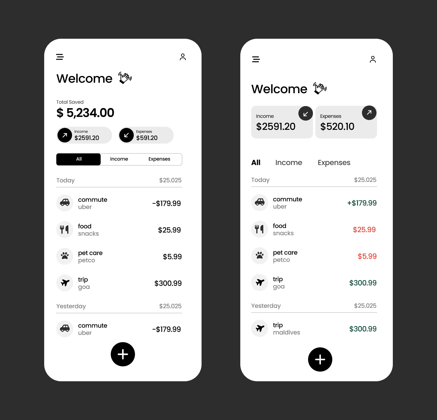 Home screen layout iterations
