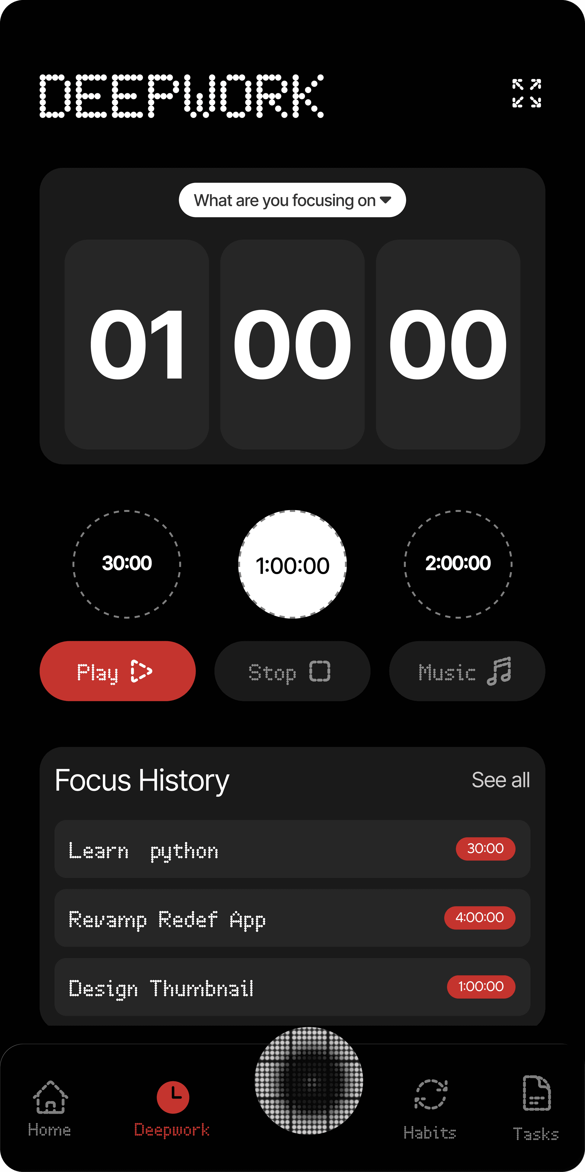 RedefAI deep work screen